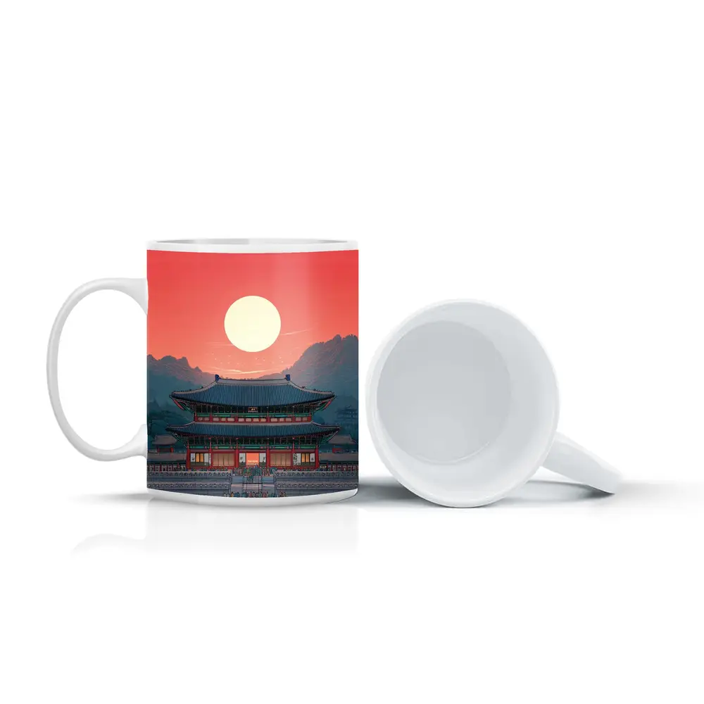 Gyeongbokgung Palace Seoul Red Sky Art – Mugs