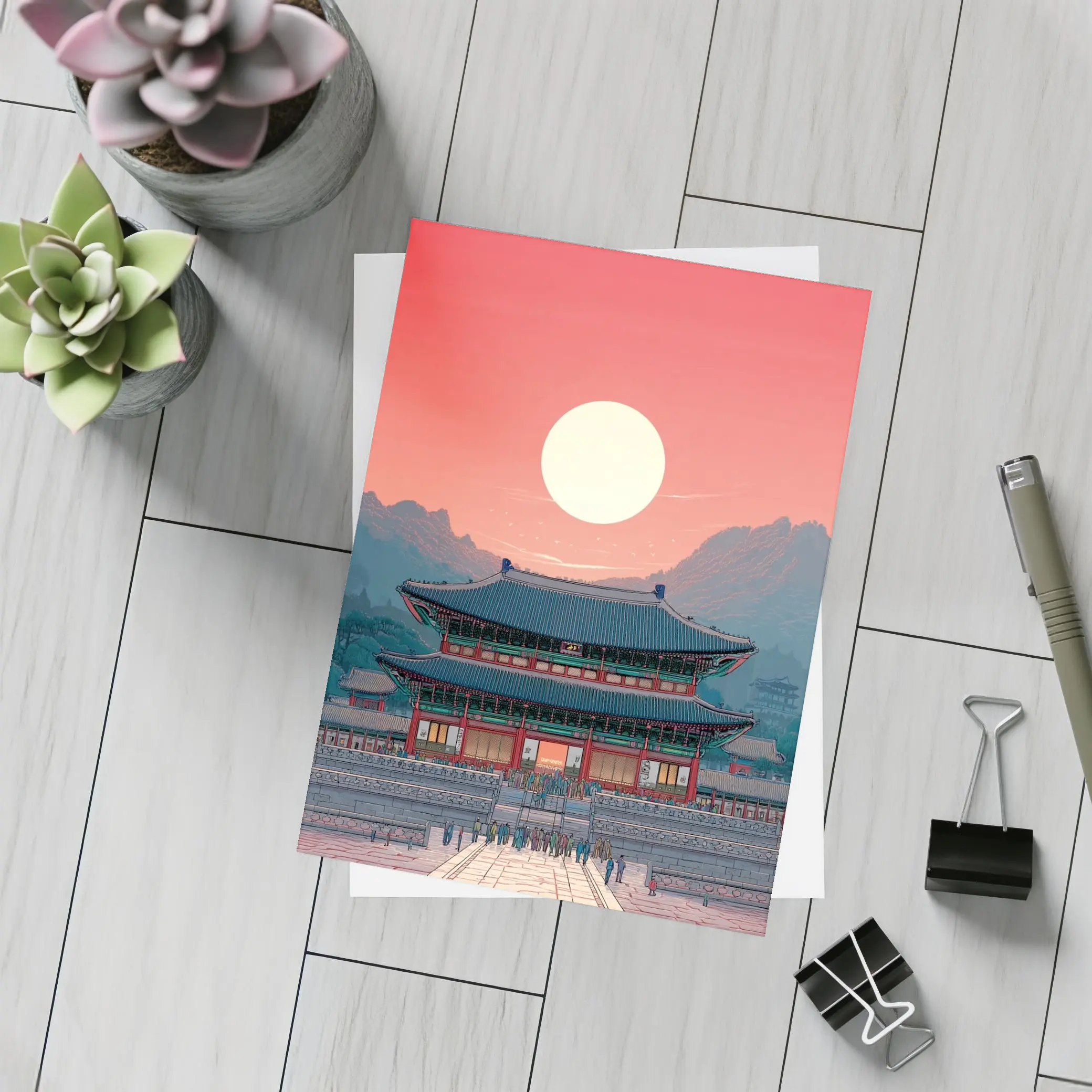 Gyeongbokgung Palace Seoul Red Sky Art – Postcards