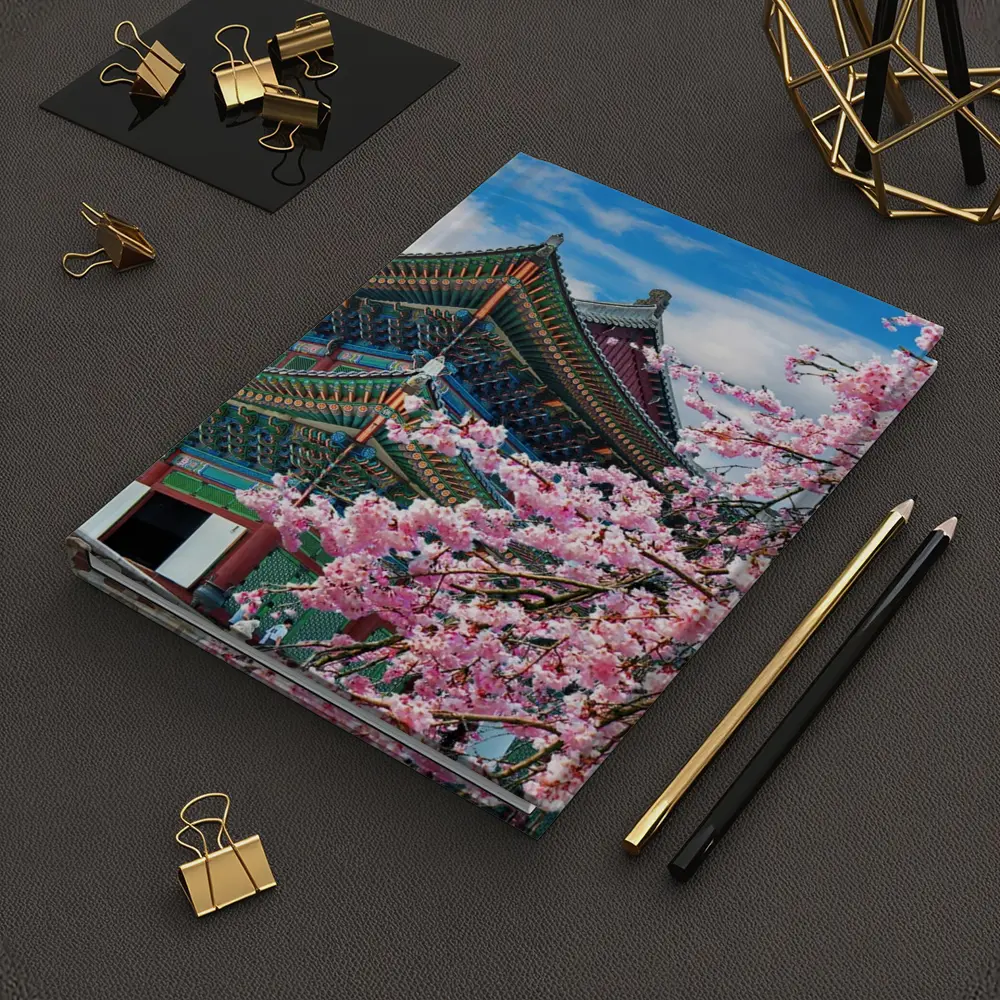 Korean Palace Cherry Blossoms Blue Sky – Notebooks