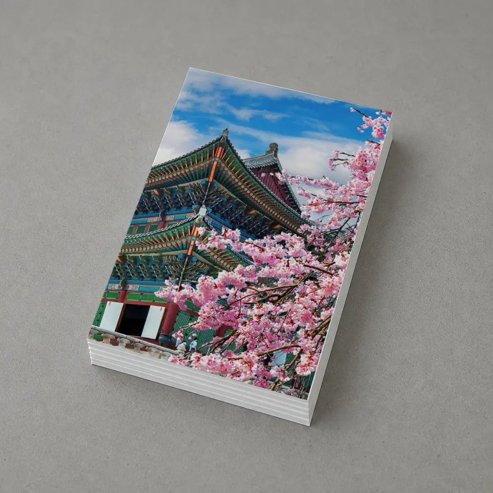 Korean Palace Cherry Blossoms Blue Sky – Postcards