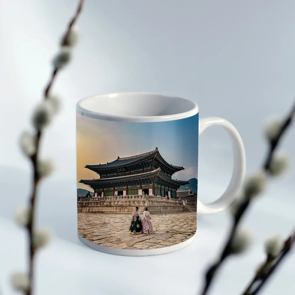 Gyeongbokgung Palace Women Wearing Hanbok Seoul – Mugs