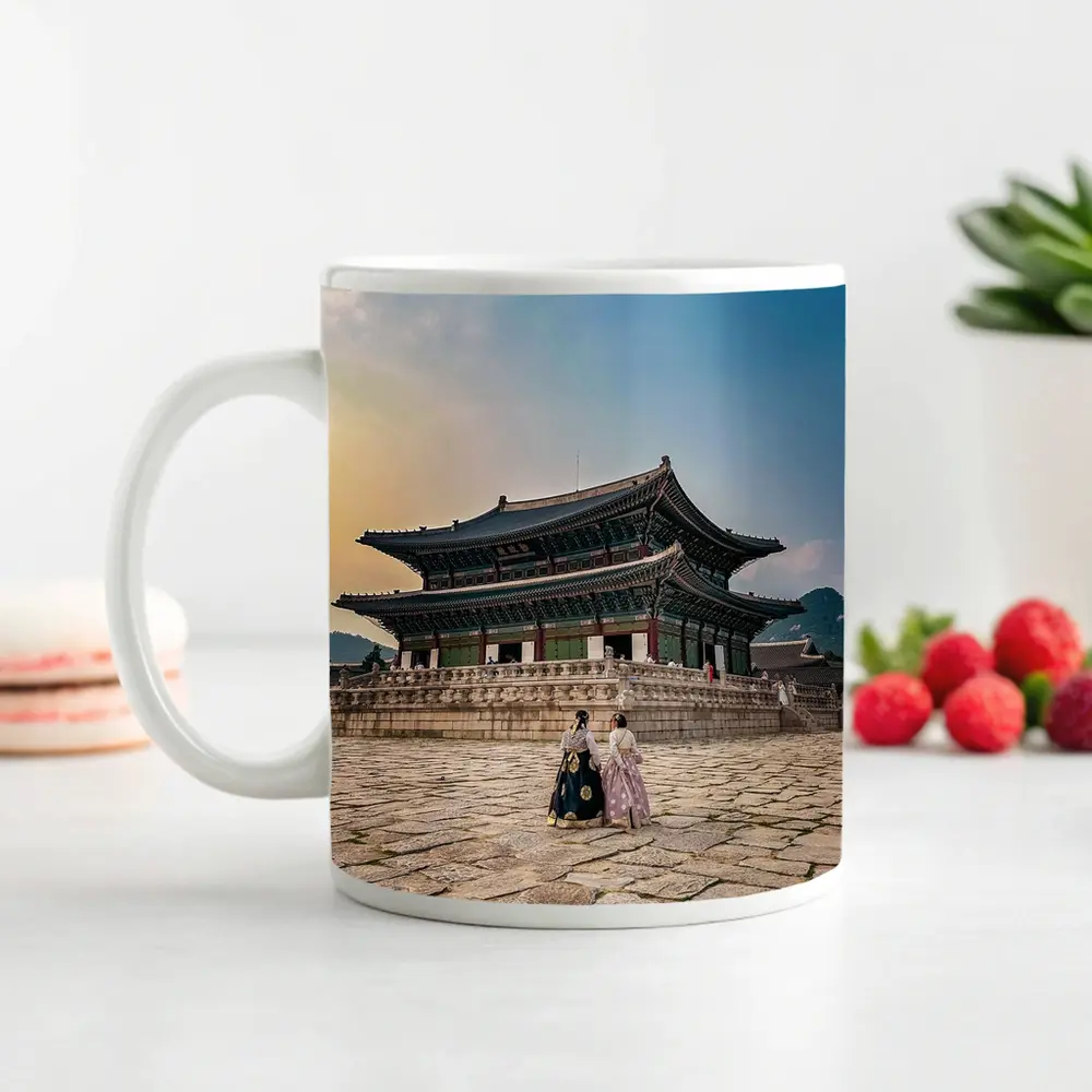 Gyeongbokgung Palace Women Wearing Hanbok Seoul – Mugs
