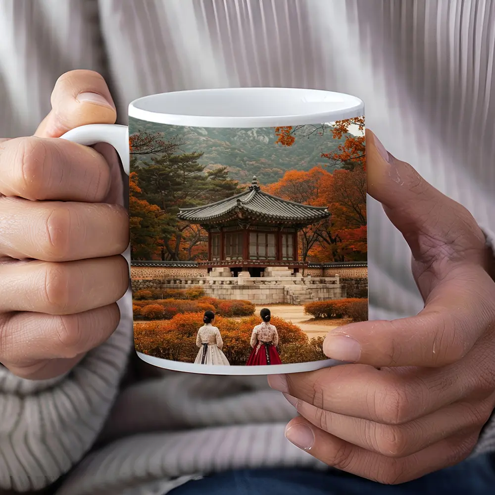 Korean Women Hanbok Autumn Palace Garden – Mugs