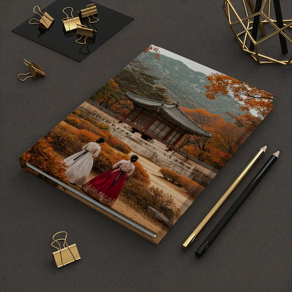Korean Women Hanbok Autumn Palace Garden – Notebooks