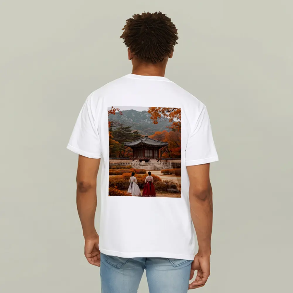 Korean Women Hanbok Autumn Palace Garden – T-Shirts
