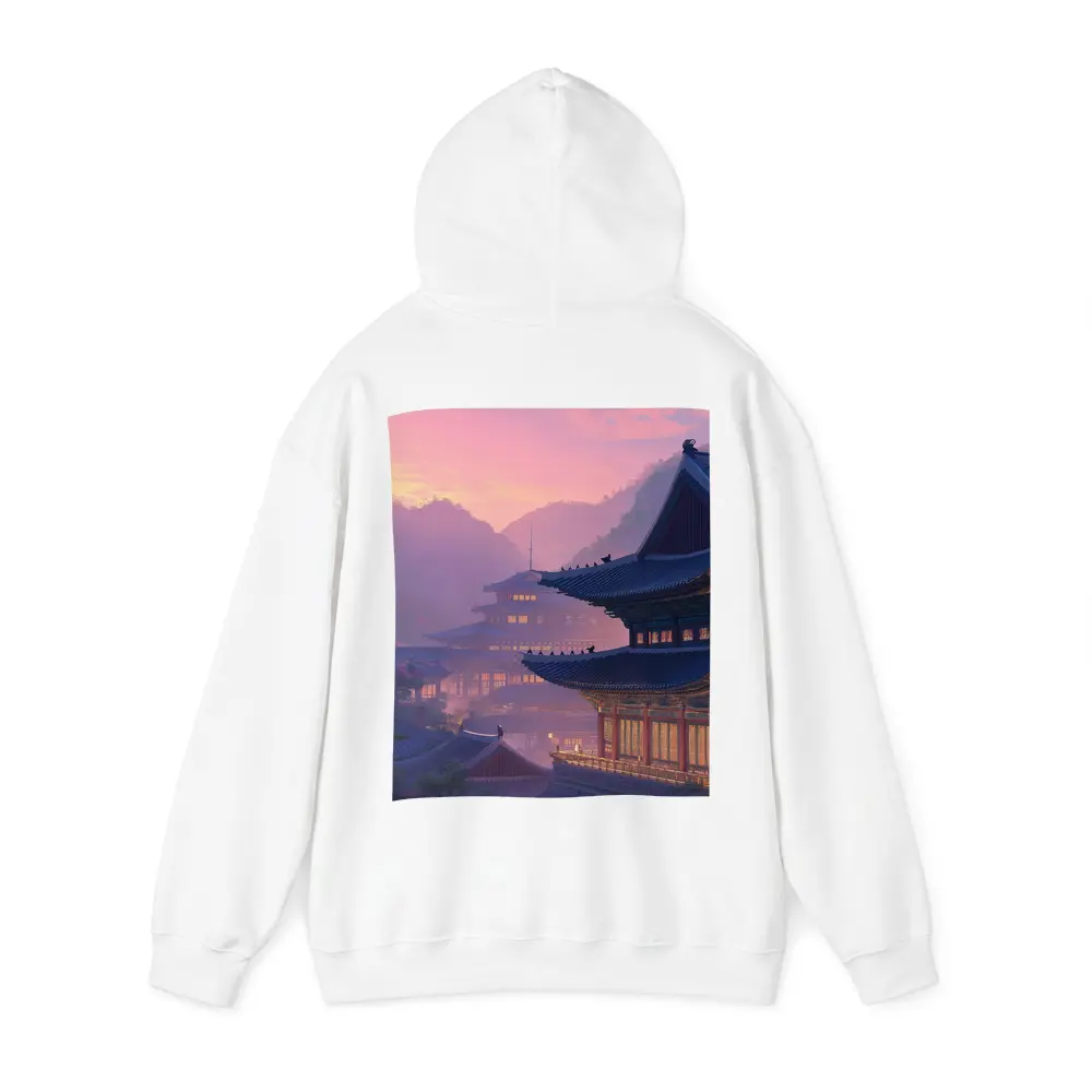 Korean Palace at Misty Pink Sunset – Hoodies