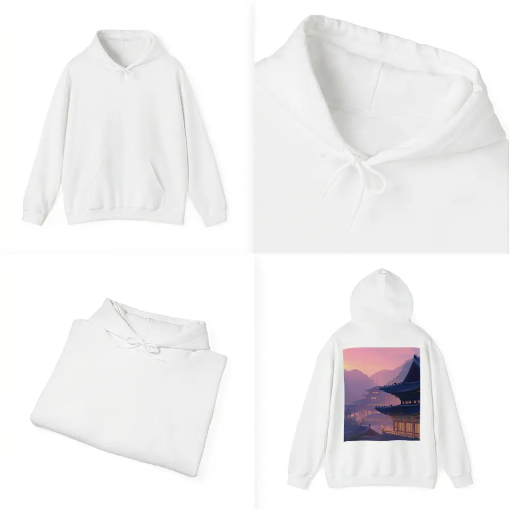 Korean Palace at Misty Pink Sunset – Hoodies
