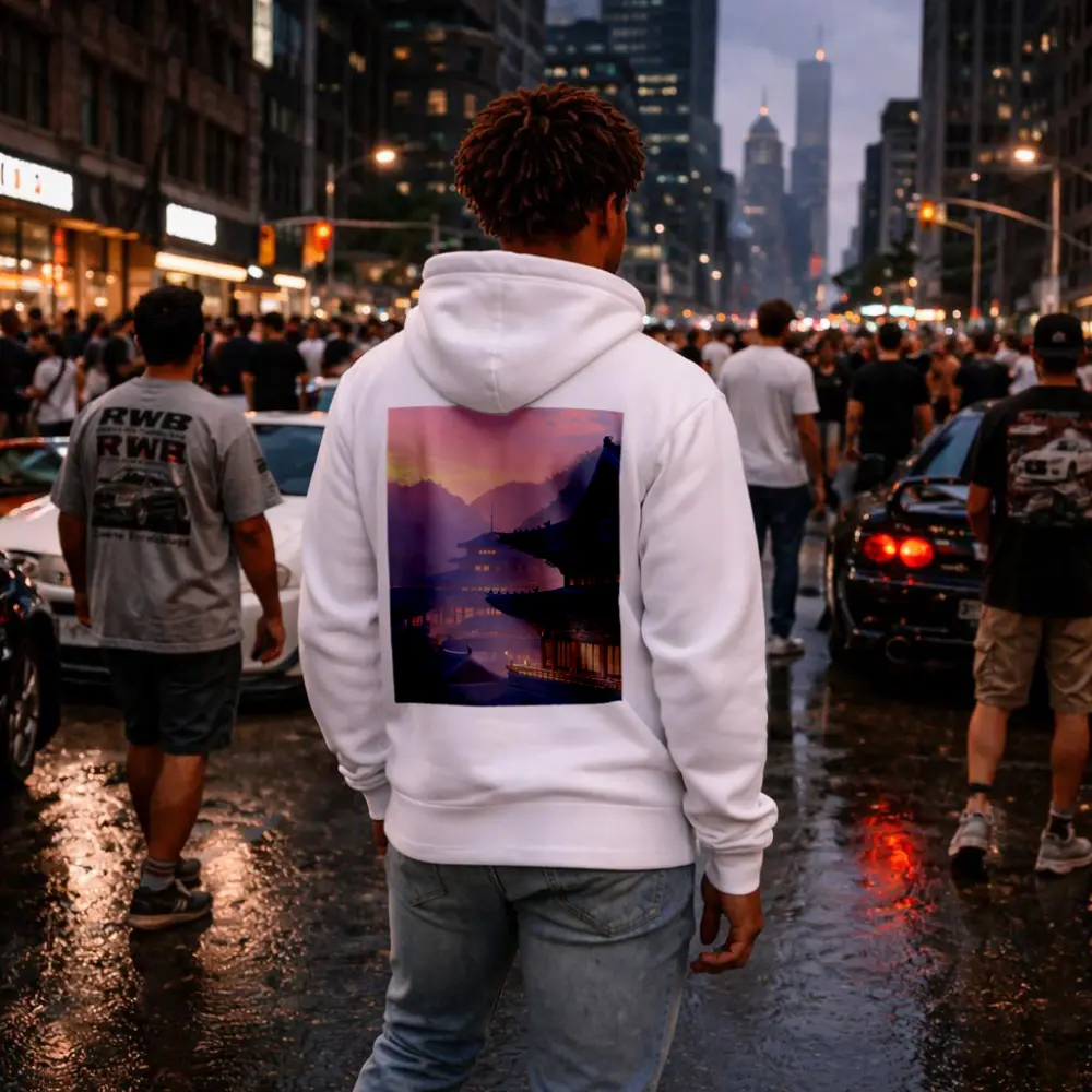 Korean Palace at Misty Pink Sunset – Hoodies