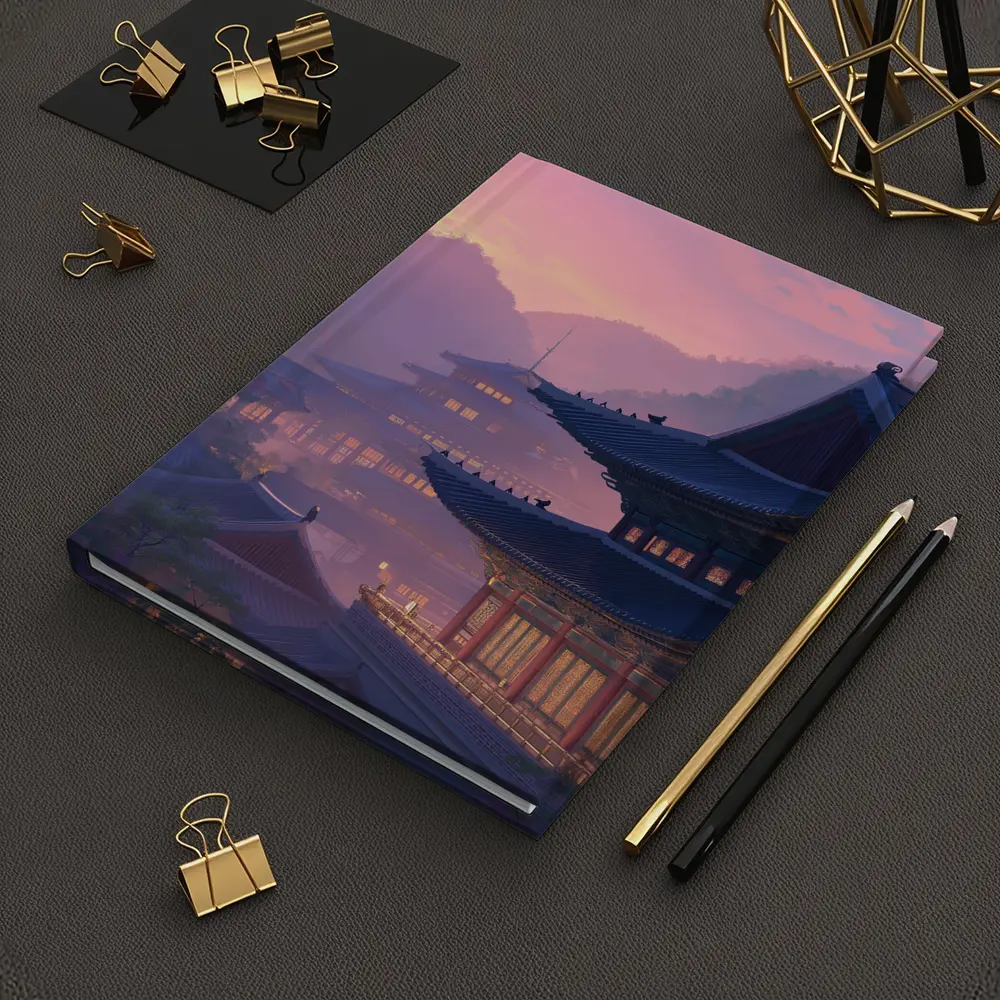 Korean Palace at Misty Pink Sunset – Notebooks