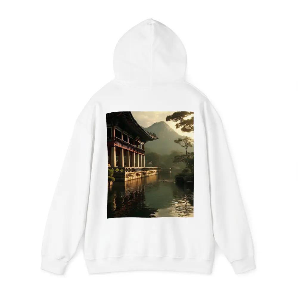 Korean Palace Pavilion Mountain Misty Lake – Hoodies