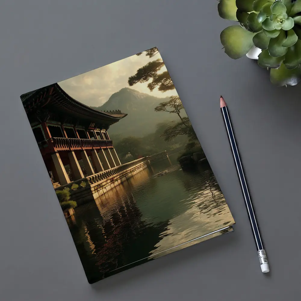 Korean Palace Pavilion Mountain Misty Lake – Notebooks