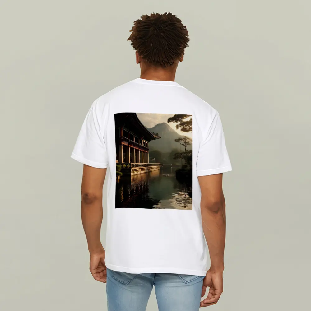 Korean Palace Pavilion Mountain Misty Lake – T-Shirts