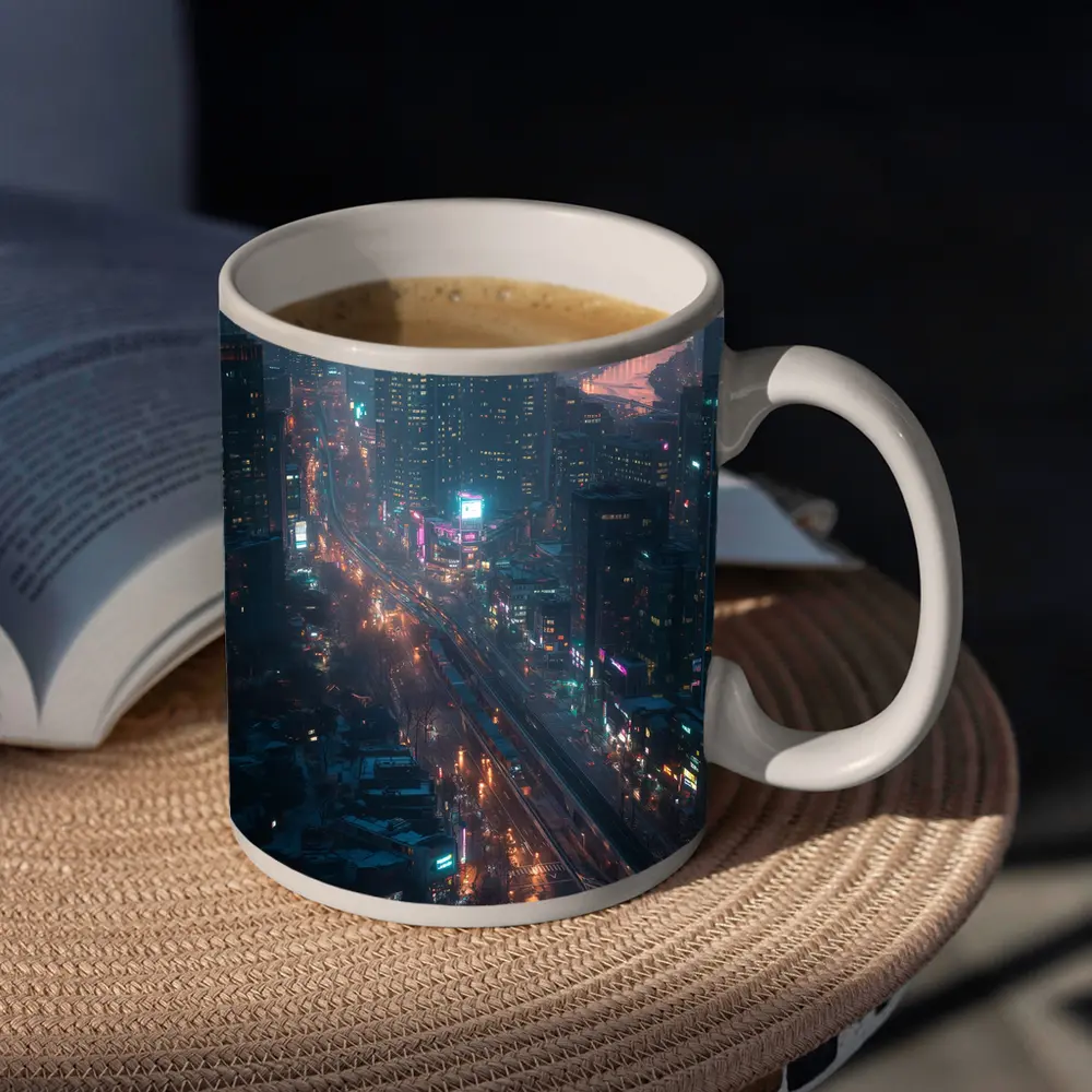 Seoul City Skyline At Dusk Neon – Mugs