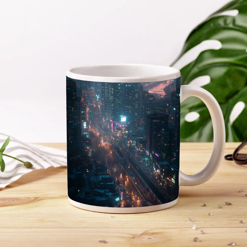 Seoul City Skyline At Dusk Neon – Mugs