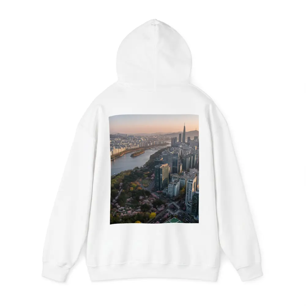 Seoul Skyline Han River Cherry Blossoms Sunset – Hoodies