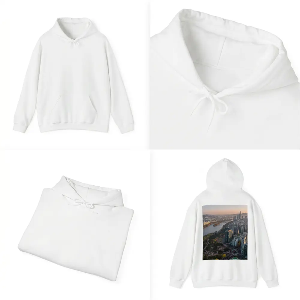 Seoul Skyline Han River Cherry Blossoms Sunset – Hoodies