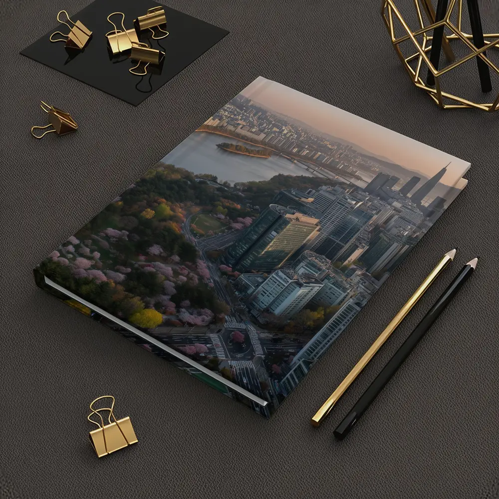 Seoul Skyline Han River Cherry Blossoms Sunset – Notebooks