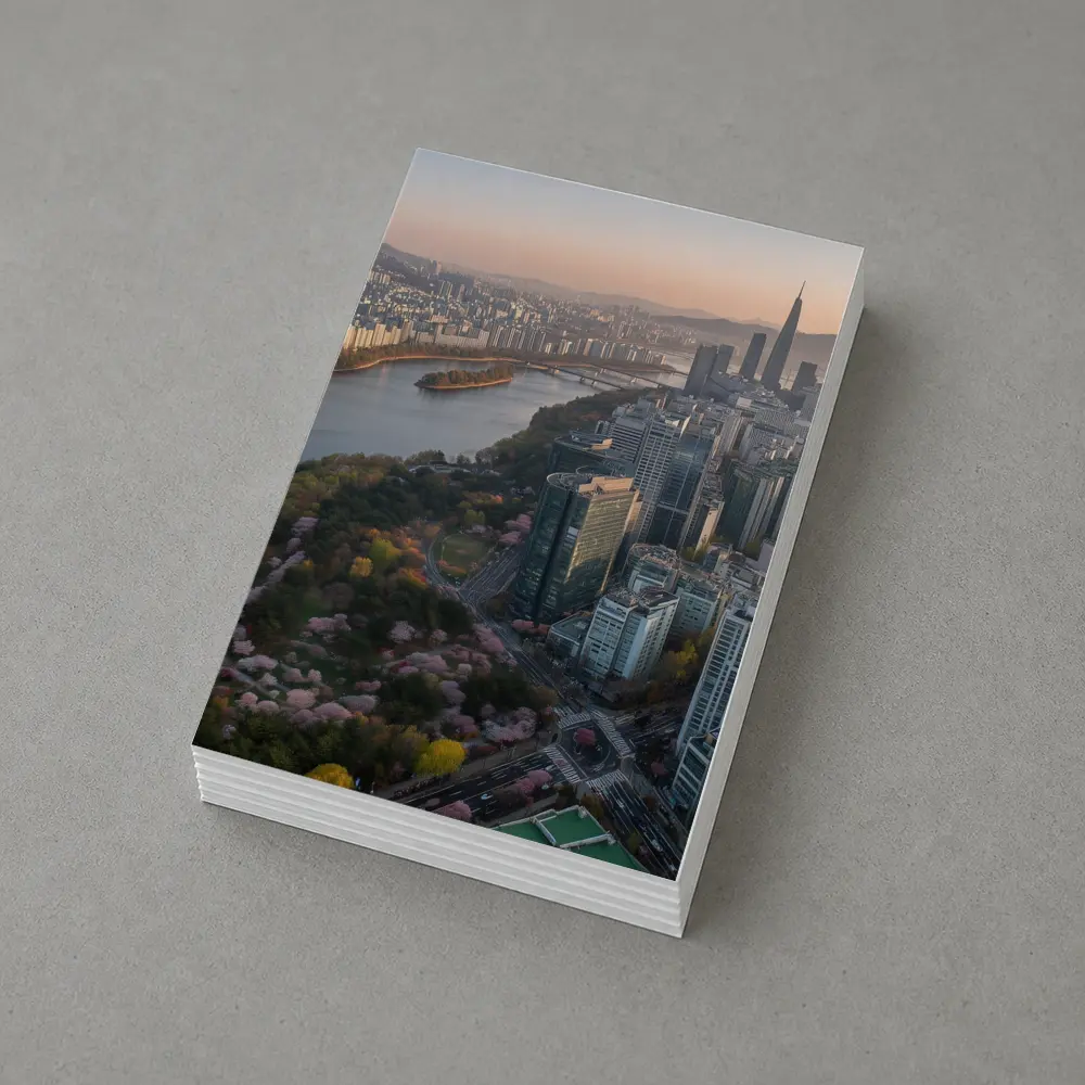 Seoul Skyline Han River Cherry Blossoms Sunset – Postcards