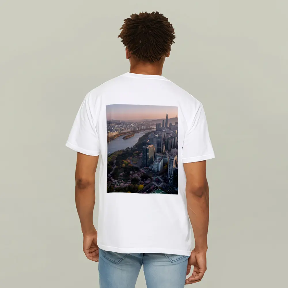 Seoul Skyline Han River Cherry Blossoms Sunset – T-Shirts