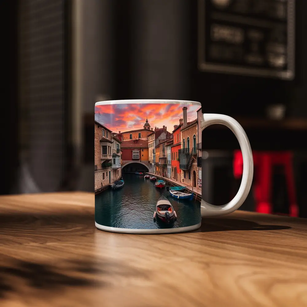 Venice Canal Colorful Sunset Sky Boats – Mugs