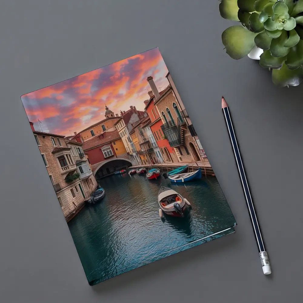 Venice Canal Colorful Sunset Sky Boats – Notebooks