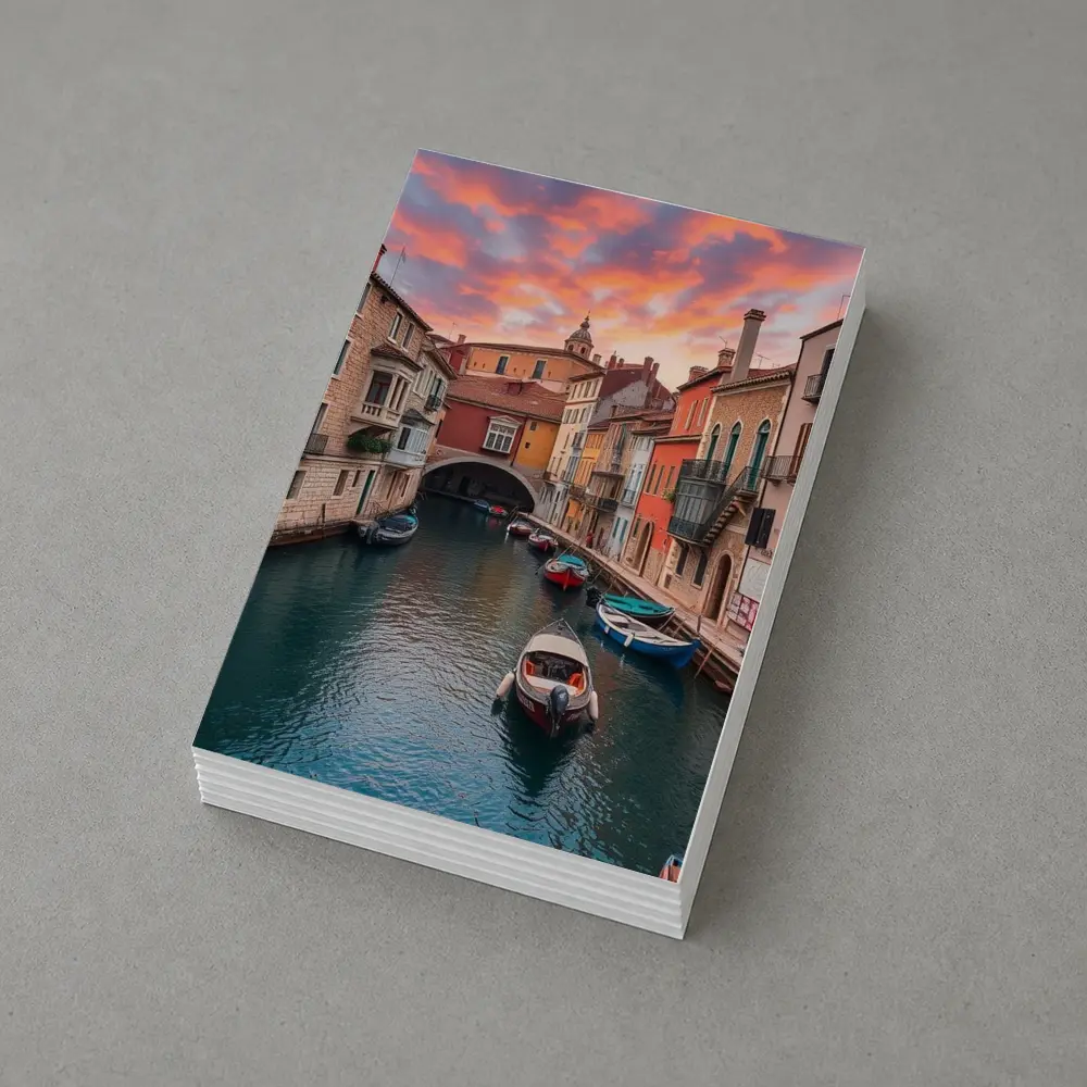 Venice Canal Colorful Sunset Sky Boats – Postcards