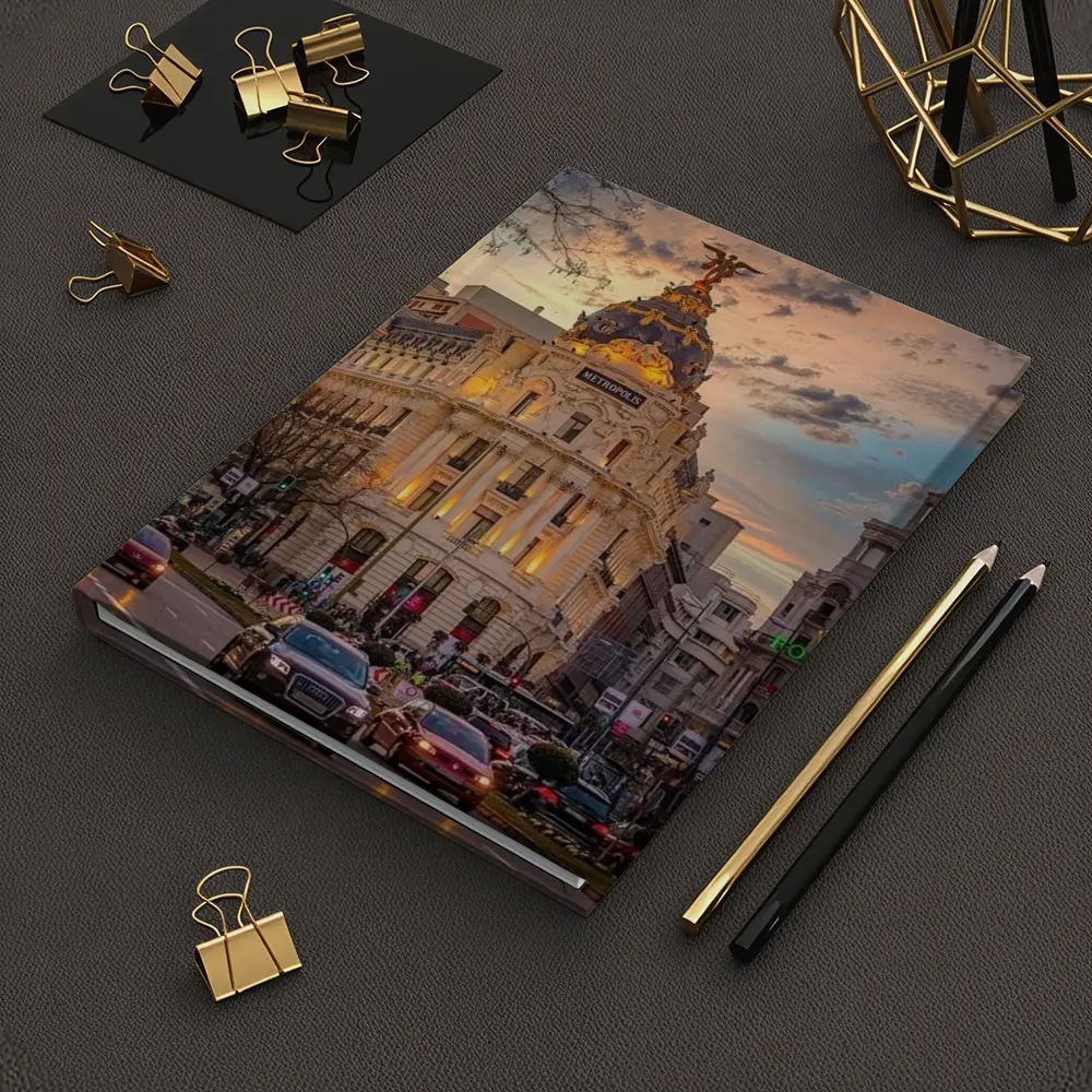 Metropolis Building Madrid Spain Sunset Sky – Notebooks