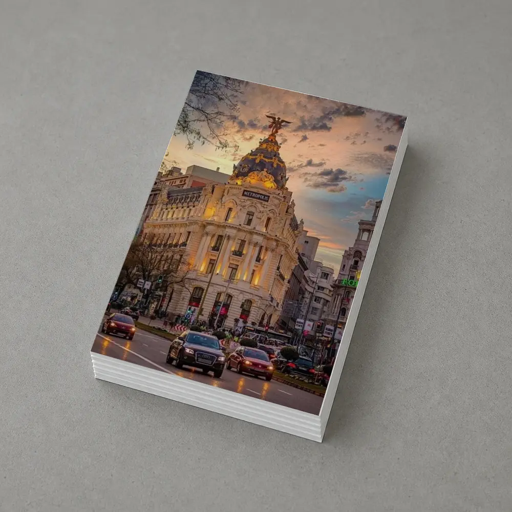 Metropolis Building Madrid Spain Sunset Sky – Postcards