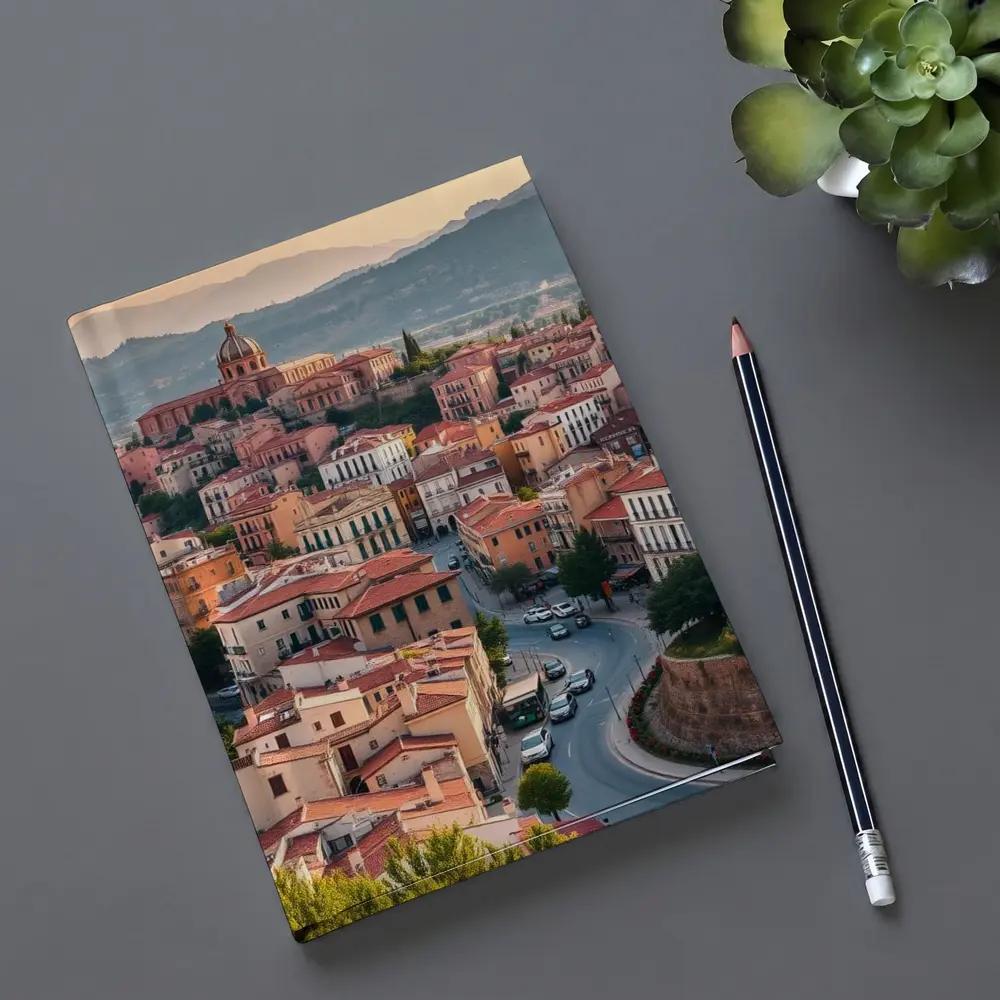 Italian Hilltop Town Warm Sunset Sky – Notebooks