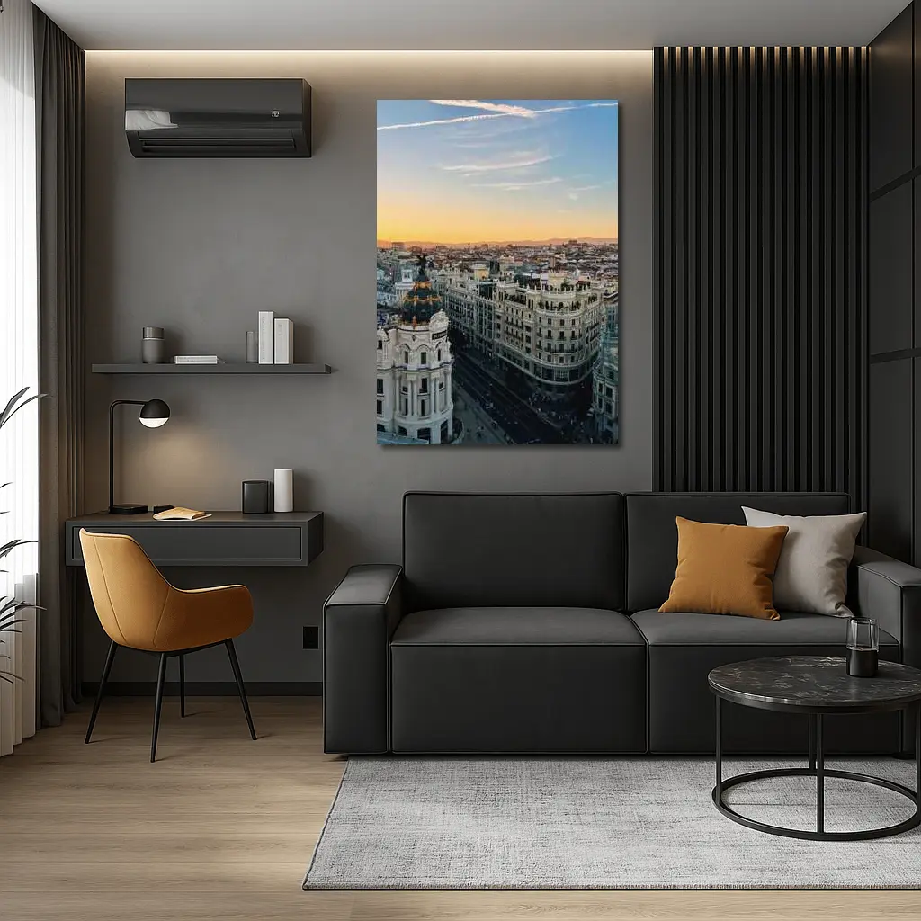 Madrid Gran Via Skyline Sunset View – Wall Art