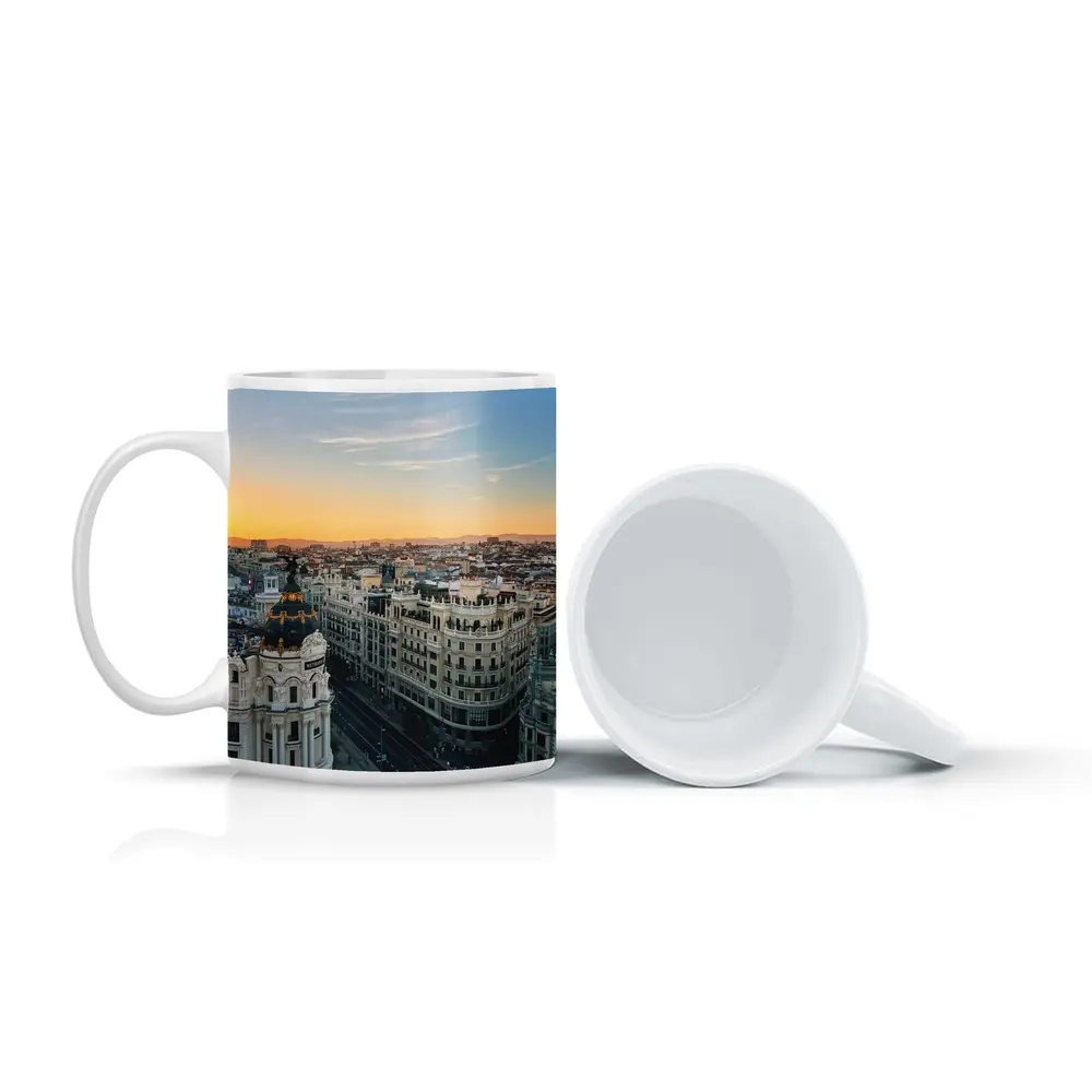 Madrid Gran Via Skyline Sunset View – Mugs