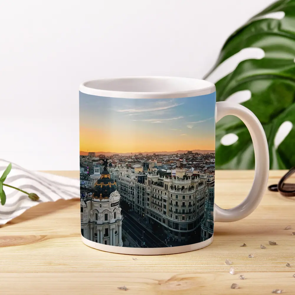 Madrid Gran Via Skyline Sunset View – Mugs
