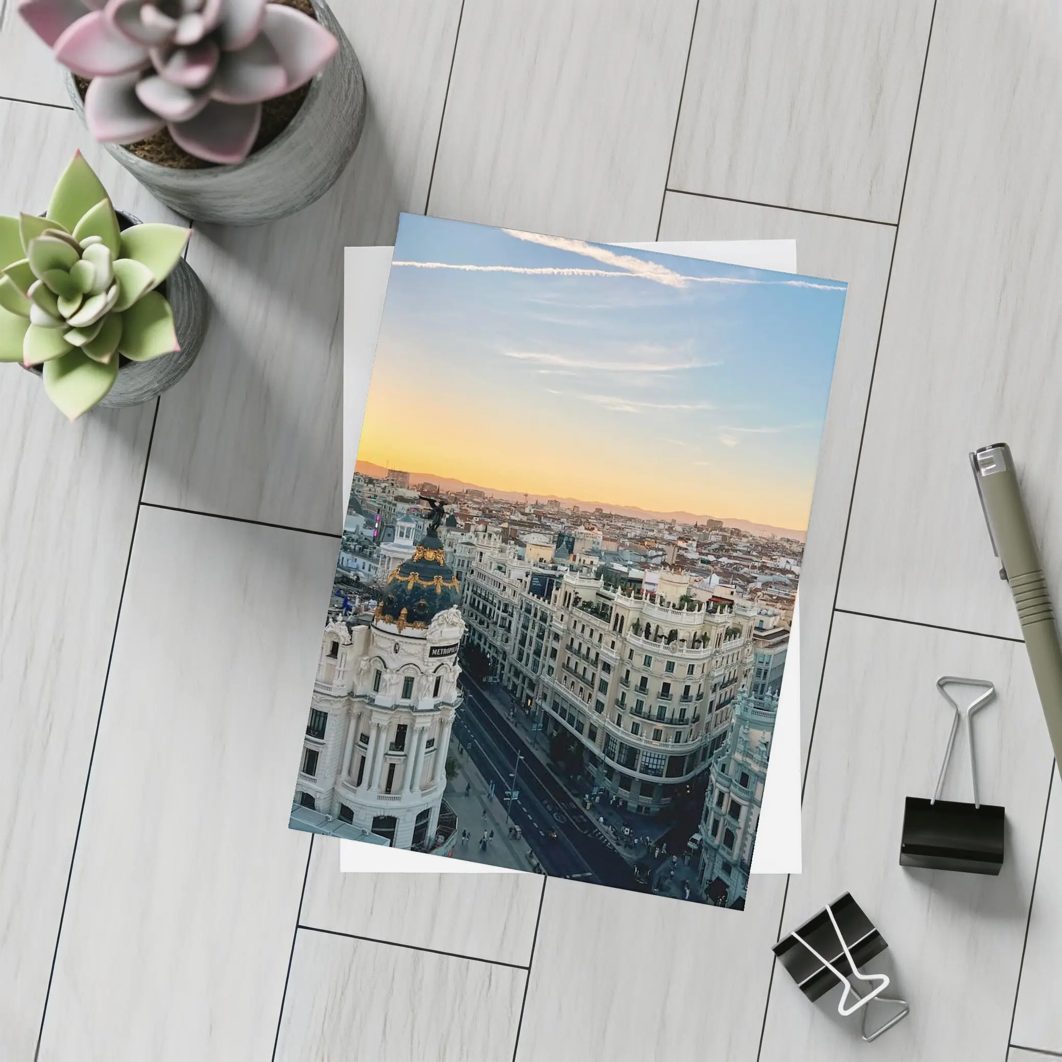 Madrid Gran Via Skyline Sunset View – Postcards