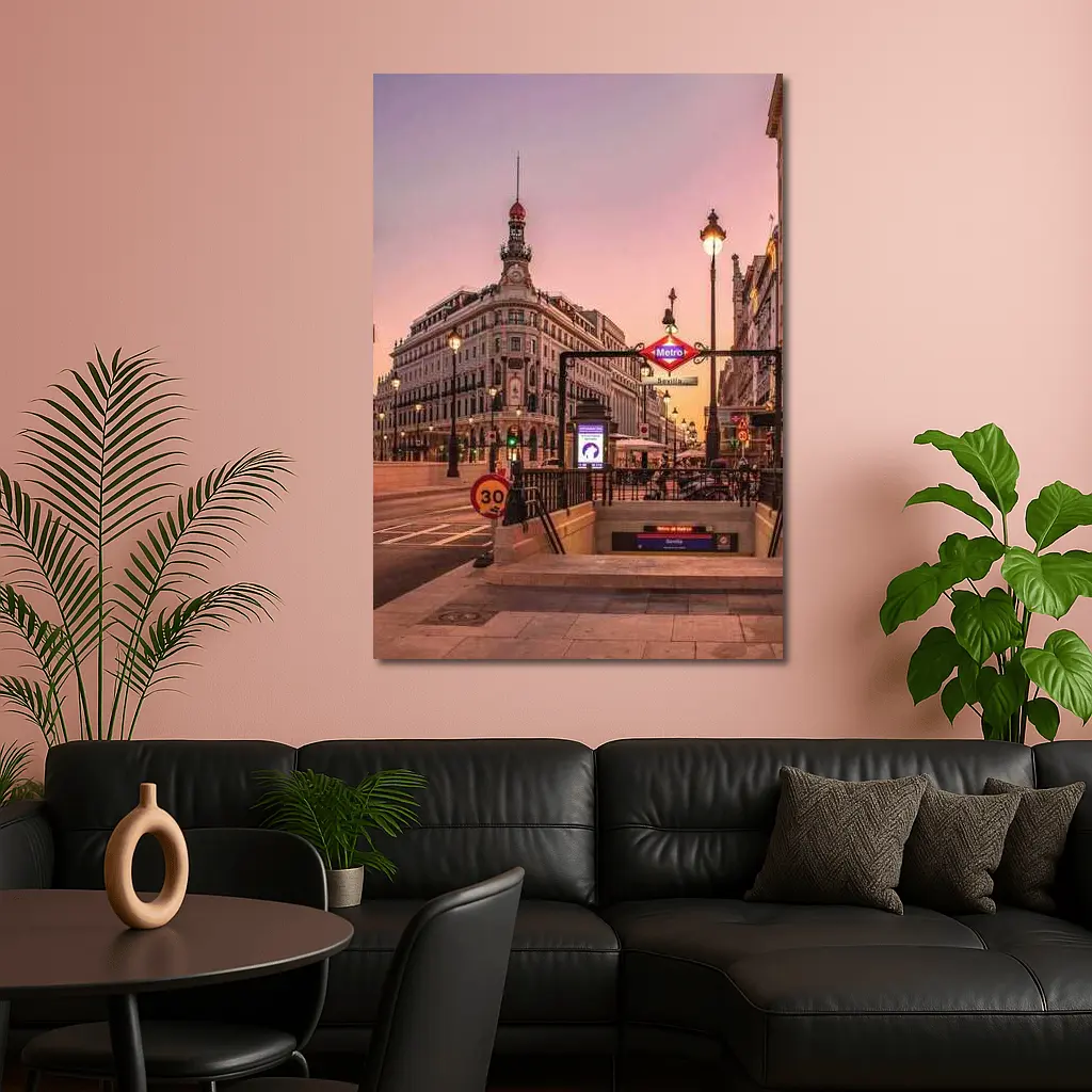 Madrid Metro Sevilla Station Sunset Street – Wall Art