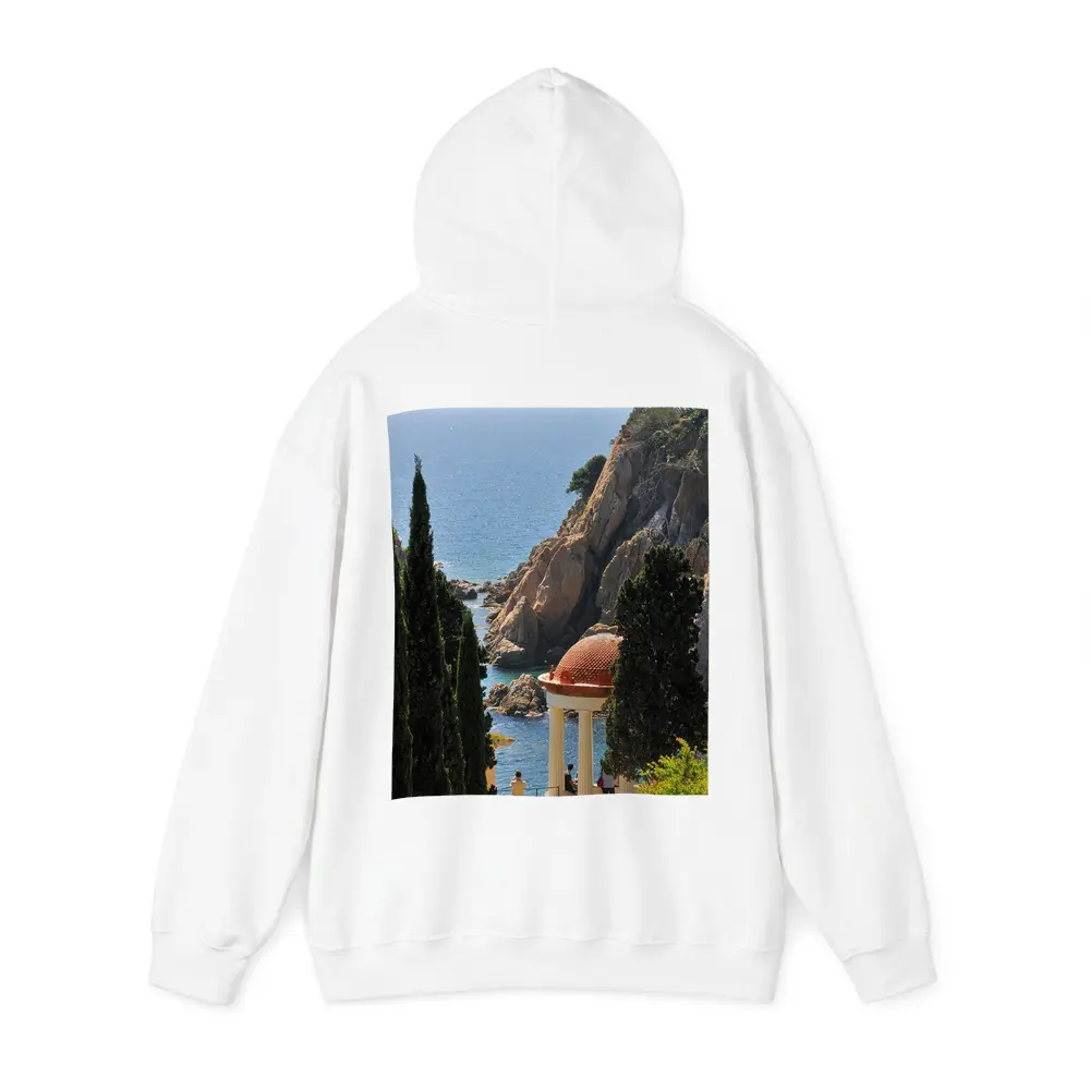 Mediterranean Coastal Gazebo Rocky Cliffs View – Hoodies