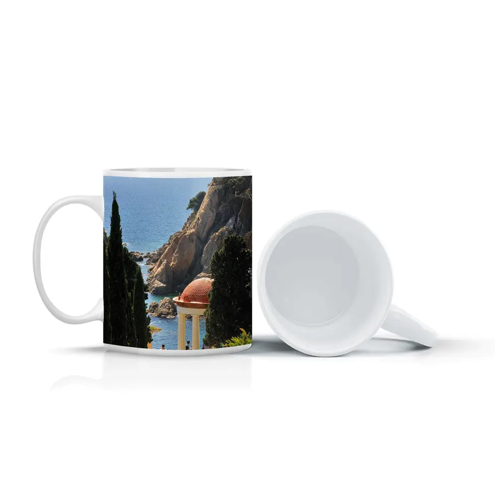 Mediterranean Coastal Gazebo Overlooking Rocky Cliffs – Mugs