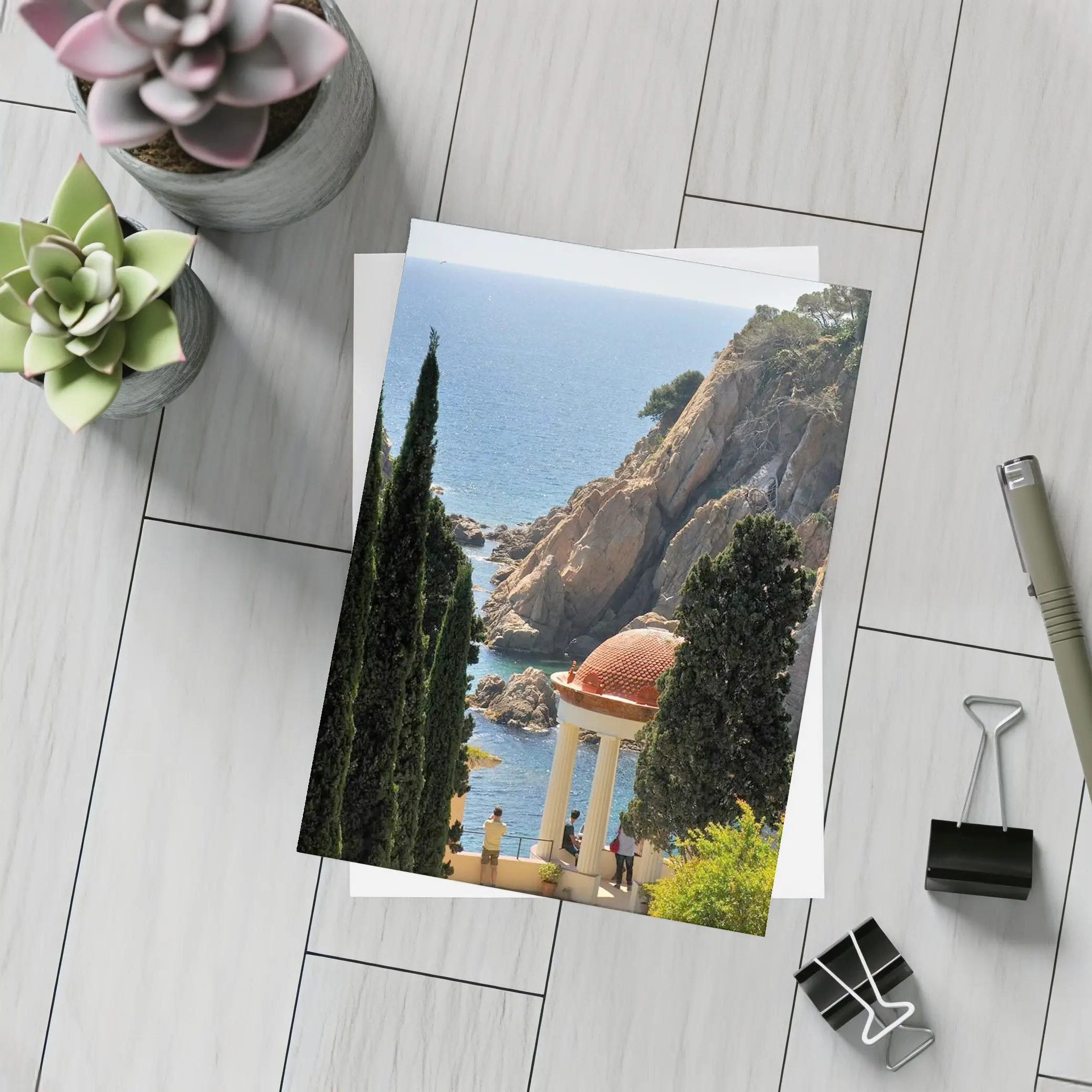Mediterranean Coastal Gazebo Overlooking Rocky Cliffs – Postcards