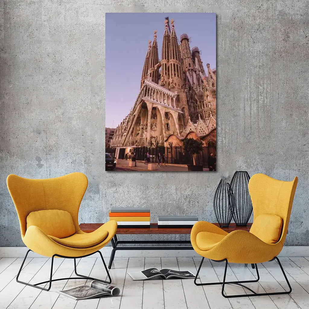 Sagrada Familia Barcelona Dusk Purple Sky – Wall Art