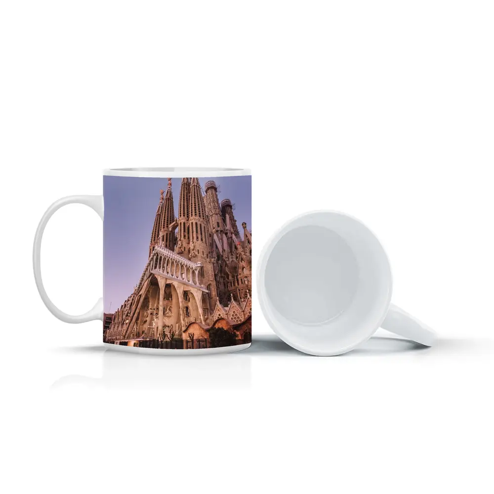 Sagrada Familia Barcelona Dusk Purple Sky – Mugs