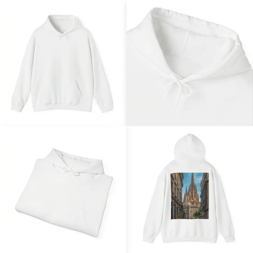 Barcelona Cathedral Gothic Spire Street View – Hoodies