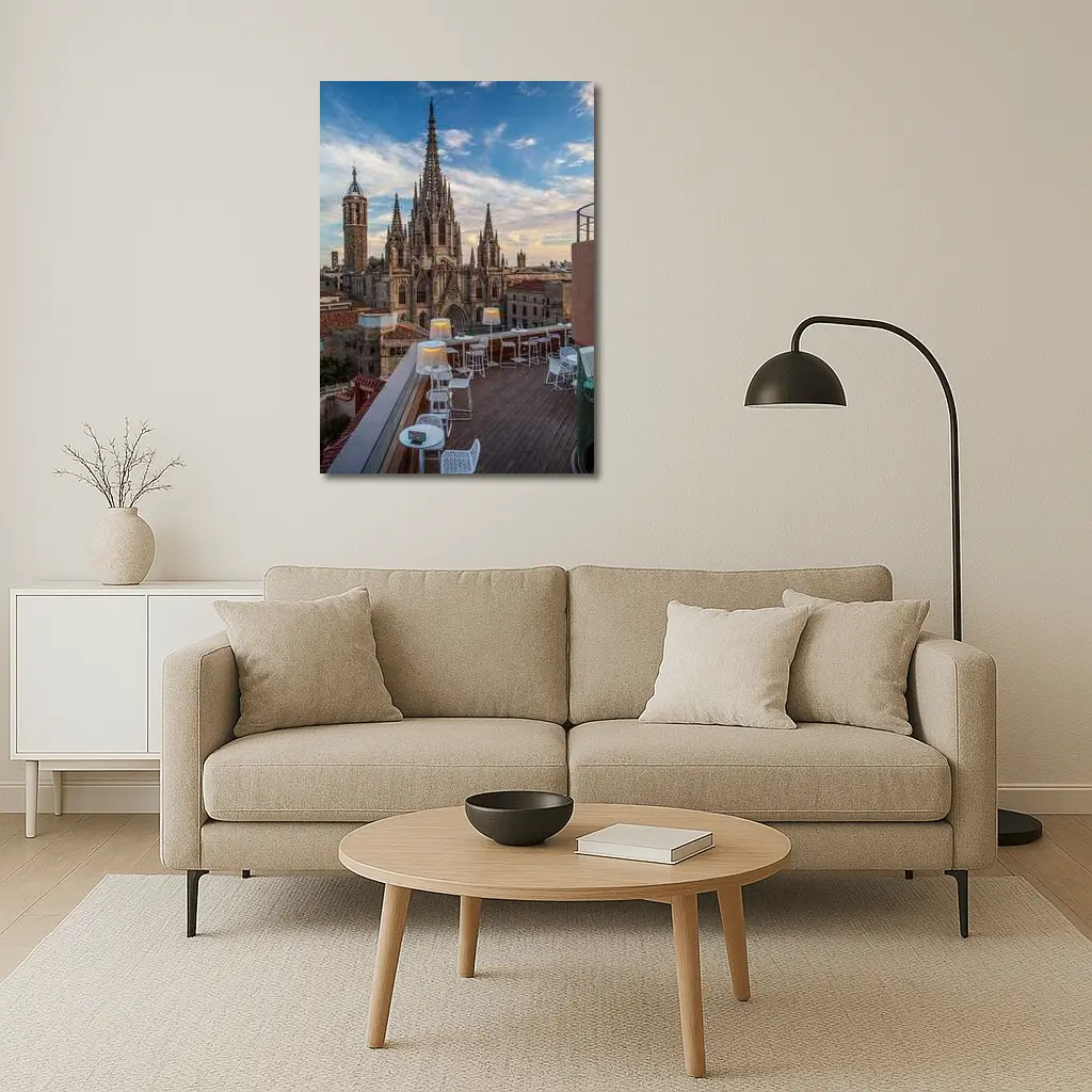 Barcelona Cathedral Rooftop Terrace Sky View – Wall Art
