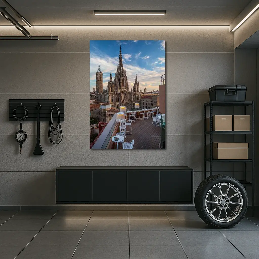 Barcelona Cathedral Rooftop Terrace Sky View – Wall Art