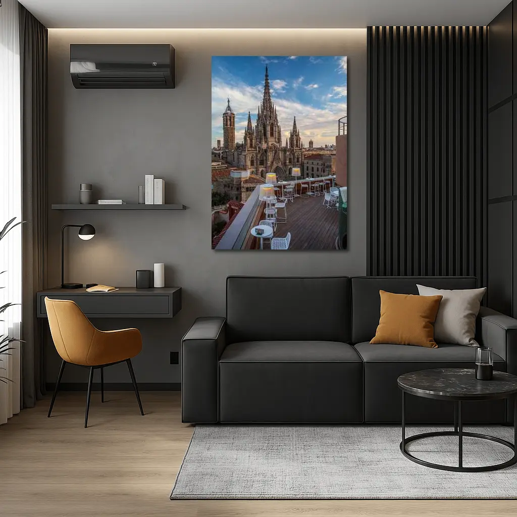 Barcelona Cathedral Rooftop Terrace Sky View – Wall Art