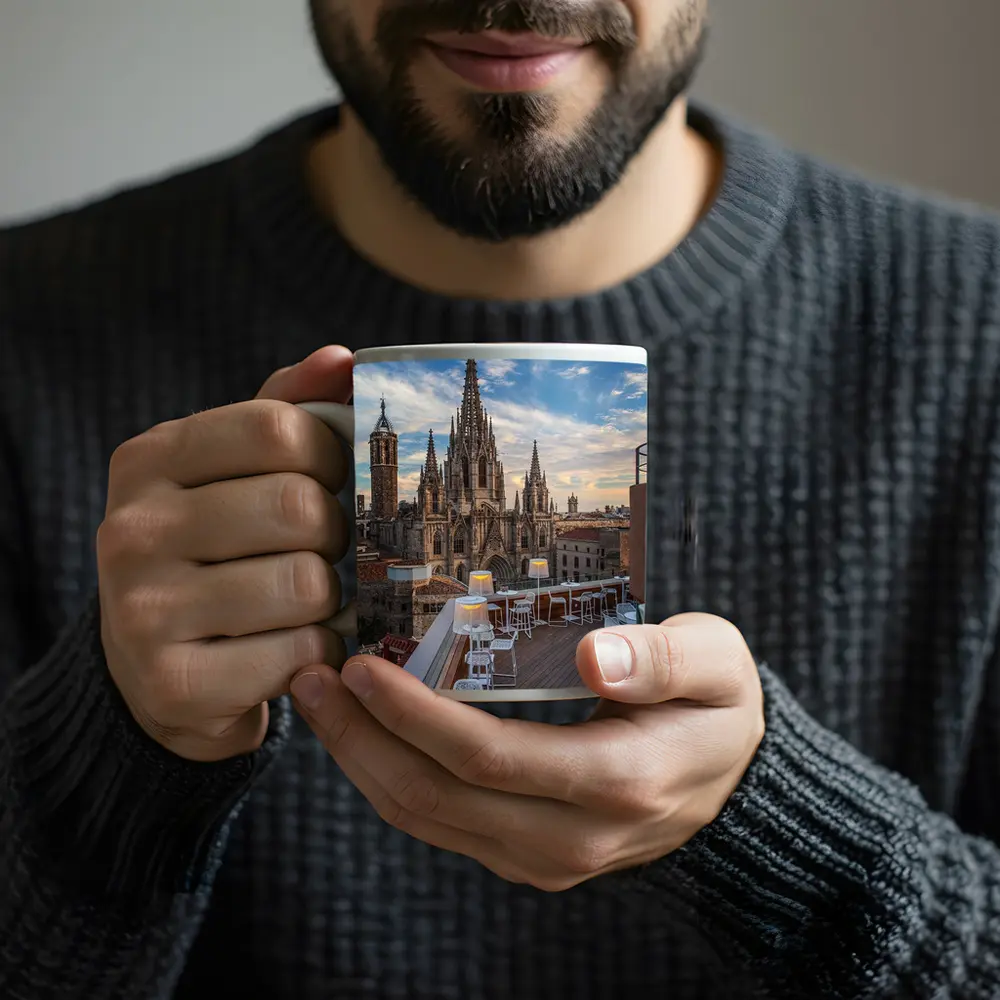 Barcelona Cathedral Rooftop Terrace Sky View – Mugs