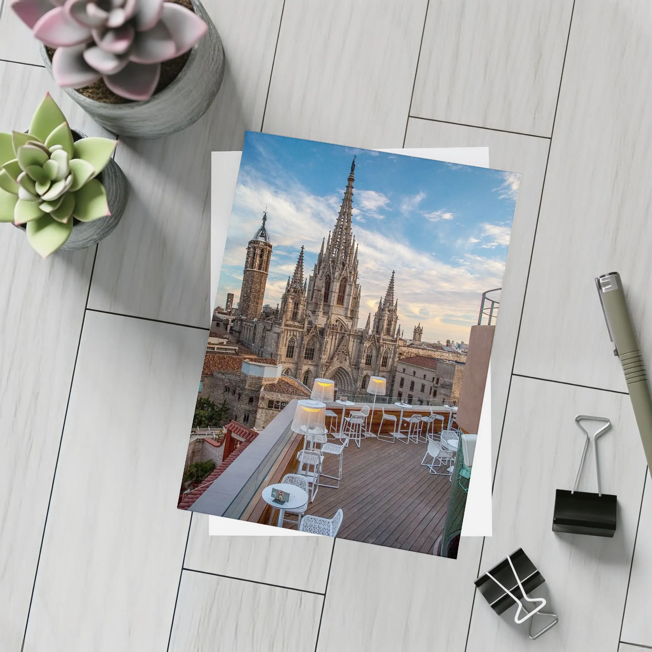 Barcelona Cathedral Rooftop Terrace Sky View – Postcards