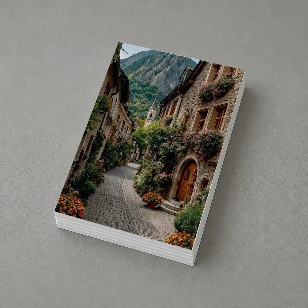Cobblestone Alley Alpine Village Stone Buildings – Postcards