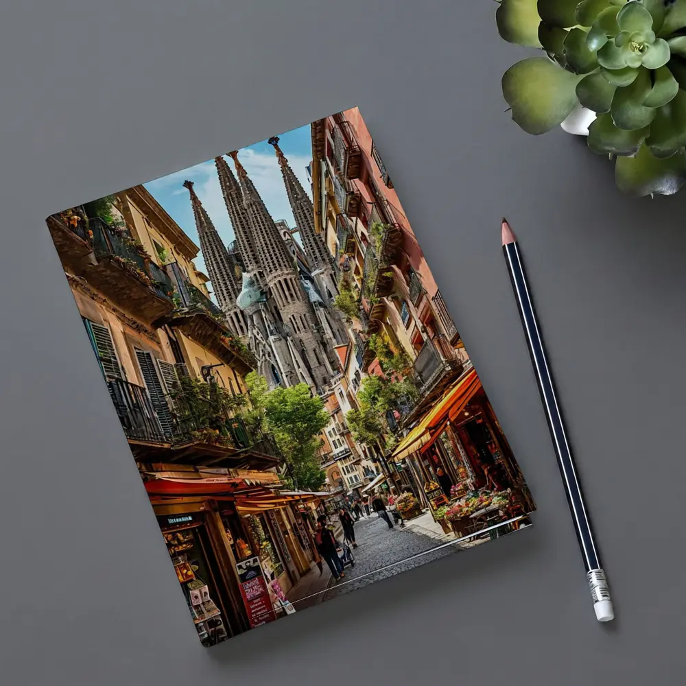 Barcelona Street Sagrada Familia Cathedral View – Notebooks