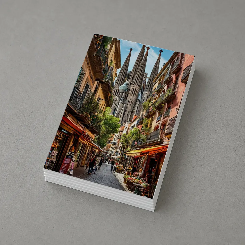Barcelona Street Sagrada Familia Cathedral View – Postcards