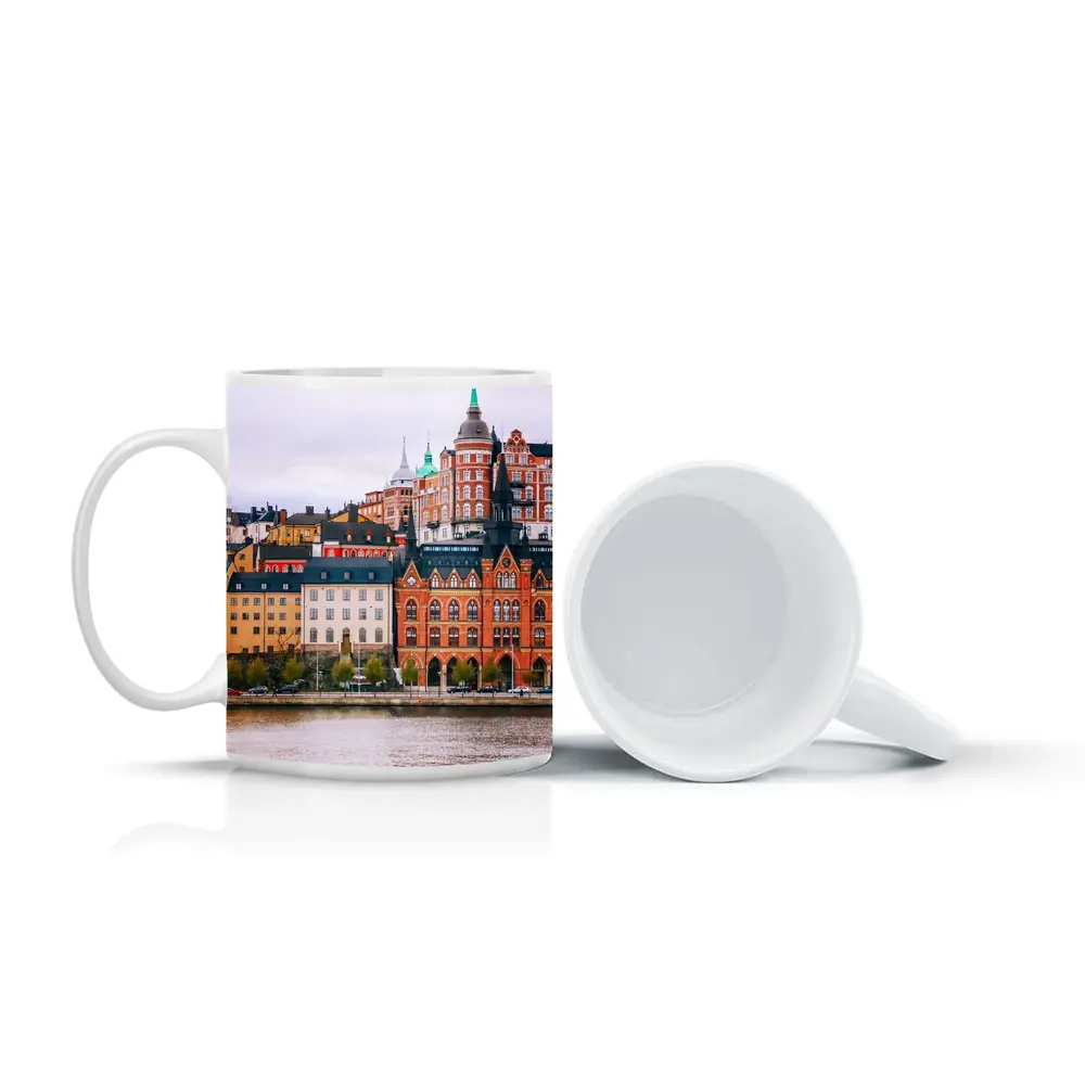 Stockholm Waterfront Historic Buildings Cloudy Day – Mugs