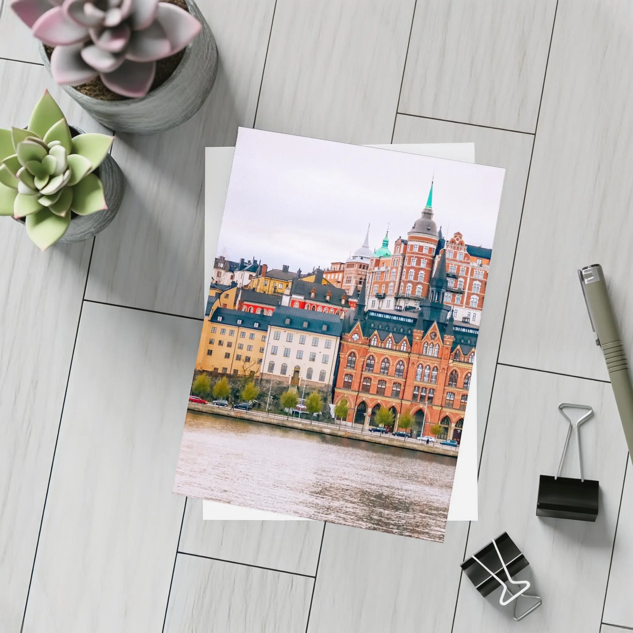 Stockholm Waterfront Historic Buildings Cloudy Day – Postcards